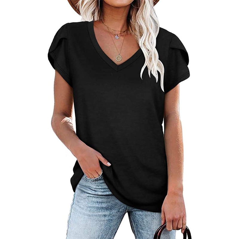 Women T-Shirt Elegant Solid Color – thewearskateshop